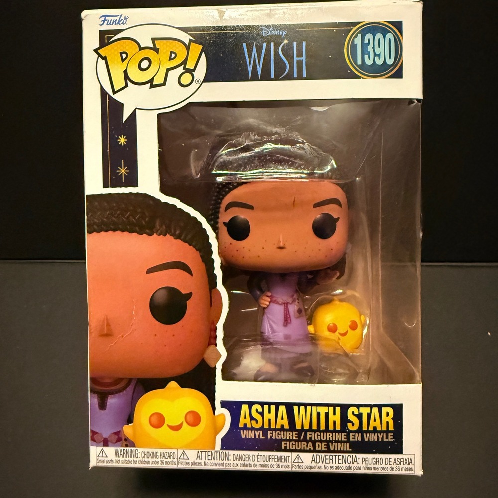 Funko Pop Wish Asha with Star Disney 1390 Purple New Box Damage Collectible